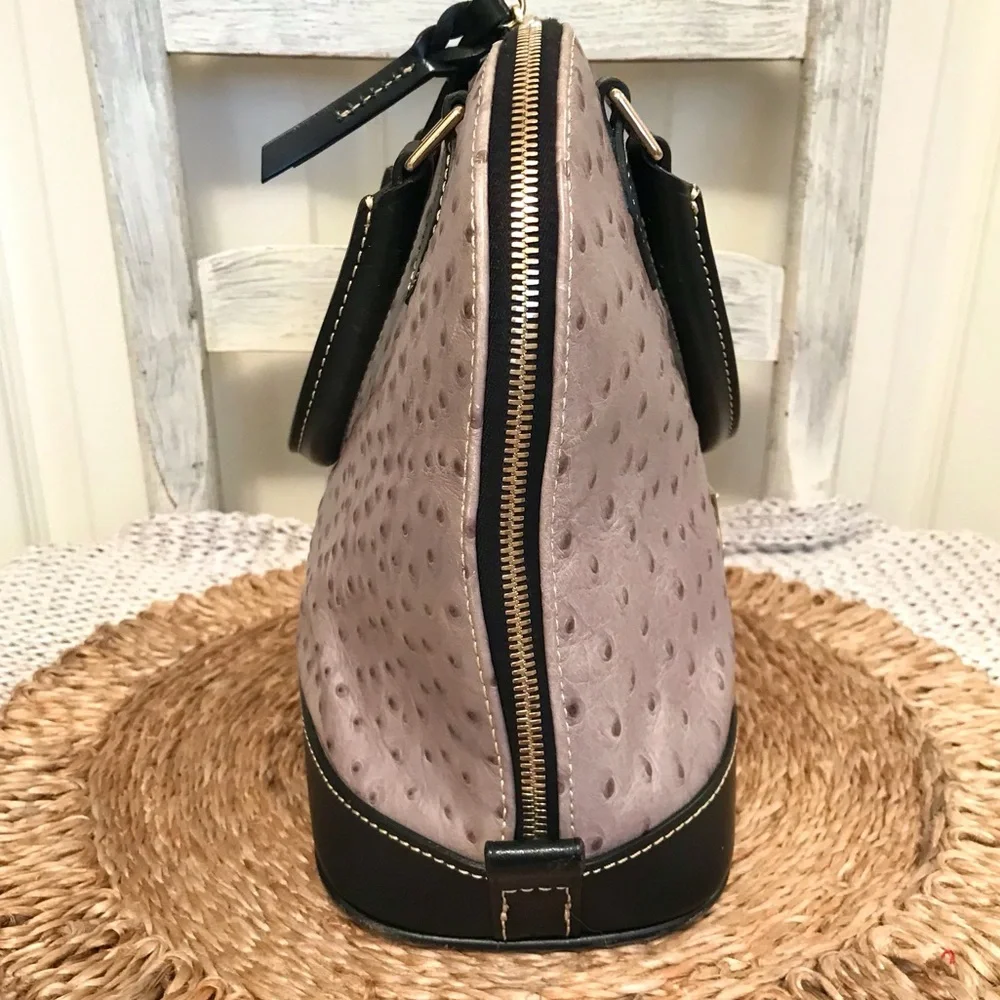 Dooney & Bourke Ostrich Cameron Satchel Grey and Black